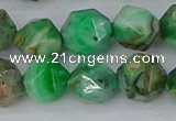 CAG9966 15.5 inches 12mm faceted nuggets green crazy lace agate beads