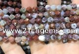 CAG9987 15.5 inches 6mm faceted nuggets red lightning agate beads