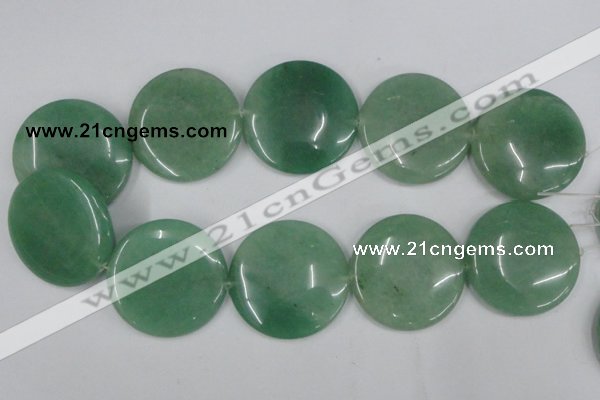 CAJ306 15.5 inches 40mm flat round green aventurine jade beads