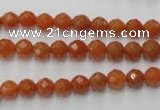 CAJ361 15.5 inches 6mm faceted round red aventurine beads wholesale