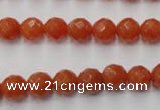 CAJ362 15.5 inches 8mm faceted round red aventurine beads wholesale