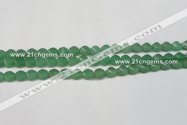 CAJ664 15.5 inches 8*10mm twisted rice green aventurine beads