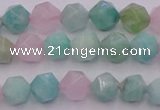 CAM1441 15.5 inches 6mm faceted nuggets amazonite & rose quartz beads