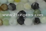 CAM1466 15.5 inches 6mm faceted nuggets black amazonite beads