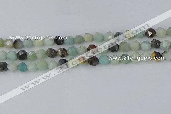 CAM1467 15.5 inches 8mm faceted nuggets black amazonite beads