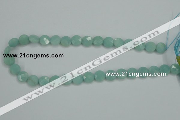 CAM155 15.5 inches 12mm faceted coin amazonite gemstone beads