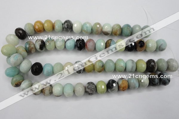 CAM174 15.5 inches 12*16mm faceted rondelle amazonite gemstone beads