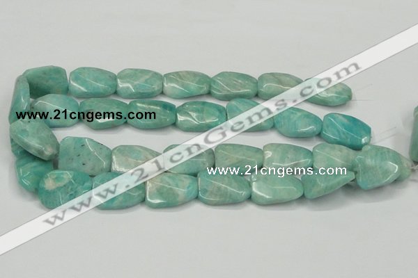 CAM413 18*25mm faceted & twisted rectangle natural russian amazonite beads