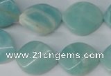 CAM607 15.5 inches 18*22mm twisted oval Chinese amazonite beads