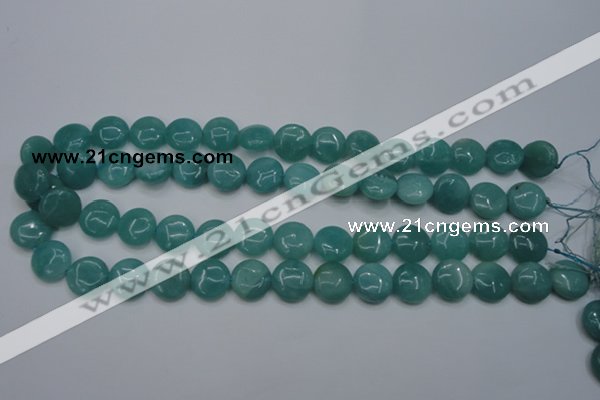 CAM916 15.5 inches 14mm flat round amazonite gemstone beads wholesale
