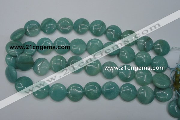 CAM919 15.5 inches 20mm flat round amazonite gemstone beads wholesale