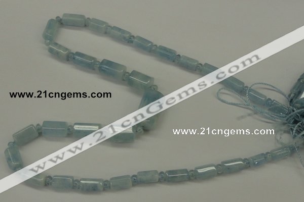 CAQ160 15.5 inches rondelle & faceted column natural aquamarine beads