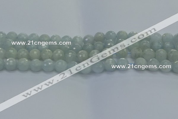CAQ562 15.5 inches 10mm faceted round natural aquamarine beads