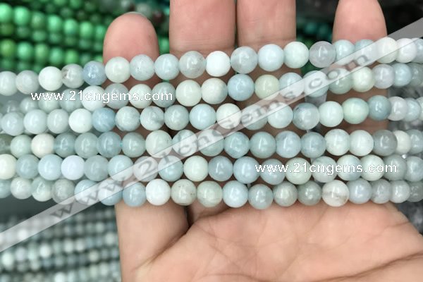 CAQ841 15.5 inches 6mm round aquamarine beads wholesale