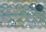 CAQ883 15.5 inches 3.5mm faceted round tiny aquamarine beads