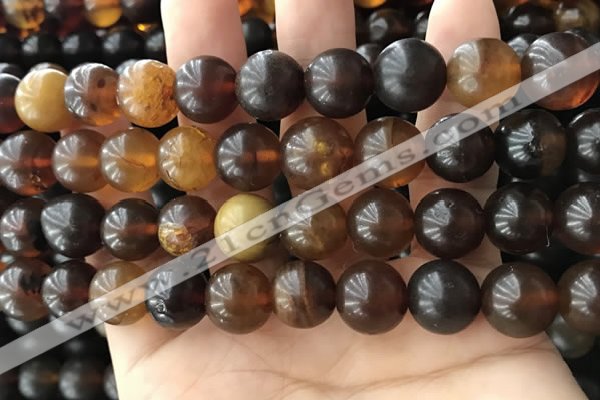 CAR222 15.5 inches 12mm round natural amber beads wholesale