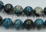 CAT62 15.5 inches 12mm round dyed natural aqua terra jasper beads