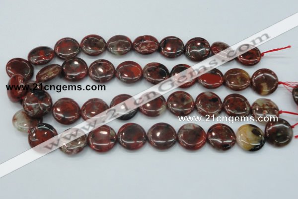 CBD06 15.5 inches 20mm flat round brecciated jasper gemstone beads