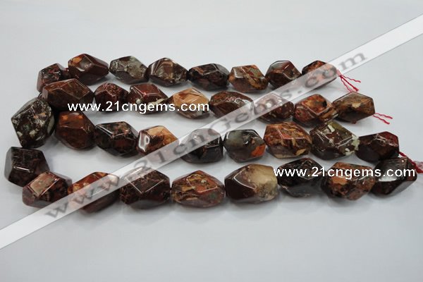 CBD28 15.5 inches 15*24mm faceted nuggets brecciated jasper gemstone beads