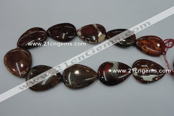 CBD35 15.5 inches 30*40mm flat teardrop brecciated jasper gemstone beads