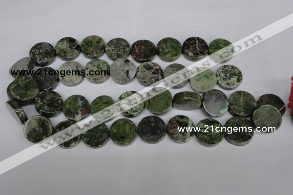 CBG62 15.5 inches 20mm coin bronze green gemstone beads
