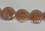 CBQ18 15.5 inches 16mm flat round strawberry quartz beads wholesale