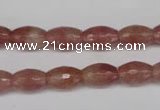CBQ270 15.5 inches 8*12mm faceted rice strawberry quartz beads