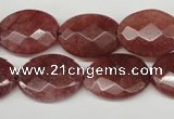 CBQ279 15.5 inches 15*20mm faceted oval strawberry quartz beads