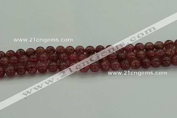 CBQ312 15.5 inches 8mm round natural strawberry quartz beads
