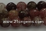 CBQ322 15.5 inches 8mm faceted round strawberry quartz beads