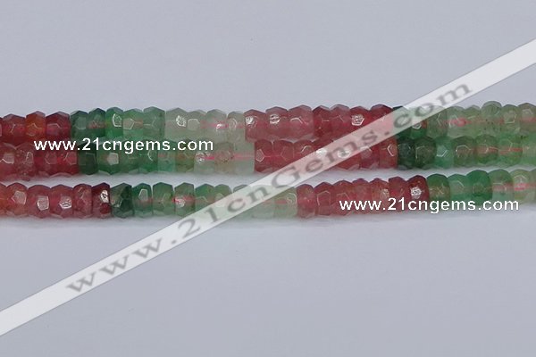 CBQ676 15.5 inches 5*9mm faceted rondelle mixed strawberry quartz beads