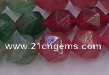 CBQ684 15.5 inches 12mm faceted nuggets mixed strawberry quartz beads