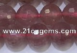 CBQ702 15.5 inches 8mmm faceted round strawberry quartz beads