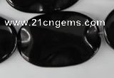 CBS325 15.5 inches 26*40mm wavy oval blackstone beads wholesale