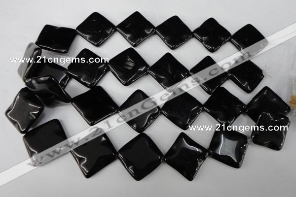CBS335 15.5 inches 24*24mm wavy diamond blackstone beads wholesale