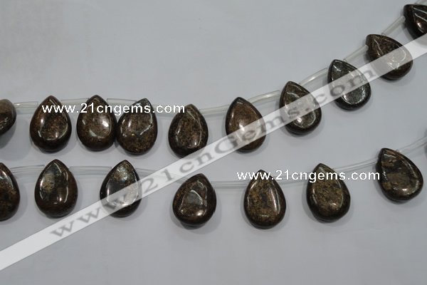 CBZ503 Top-drilled 15*20mm flat teardrop bronzite gemstone beads