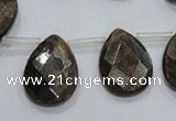 CBZ505 Top-drilled 10*14mm faceted flat teardrop bronzite gemstone beads