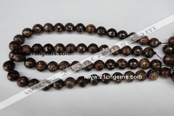 CBZ97 15.5 inches 14mm faceted round bronzite gemstone beads