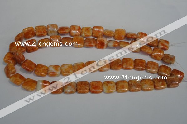 CCA73 15.5 inches 14*14mm square orange calcite gemstone beads