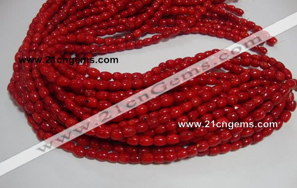 CCB03 15.5 inches 6*8mm drum shape red coral beads Wholesale