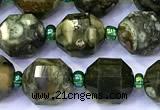 CCB1262 15 inches 9*10mm faceted rhyolite gemstone beads