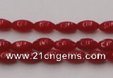 CCB130 15.5 inches 3*6mm rice red coral beads strand wholesale