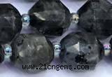 CCB1310 15 inches 9mm - 10mm faceted black labradorite beads