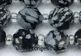 CCB1448 15 inches 7mm - 8mm faceted snowflake obsidian beads