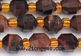 CCB1588 15 inches 5mm - 6mm faceted red tiger eye beads
