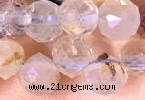 CCB1631 15 inches 6mm faceted teardrop pink quartz beads