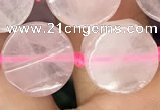 CCB501 15.5 inches 14mm coin rose quartz beads wholesale