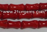 CCB51 15.5 inches 6*10mm bamboo shape red coral beads Wholesale