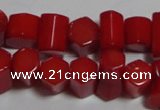 CCB54 15.5 inches 5*8mm faceted column red coral beads Wholesale