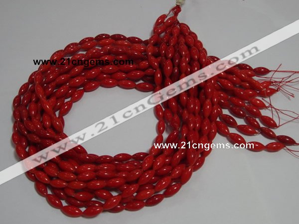 CCB59 15.5 inches 5*12mm rice shape red coral beads Wholesale